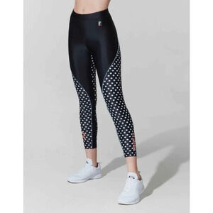 P.E Nation Dominion Star Print Leggings S Small Black High Rise NWT Barry's Gym